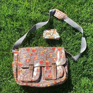 Miss Lulu Oilcloth Owl Satchel & Coin Purse